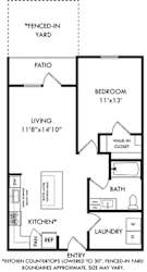 a floor plan of a house with a kitchen and a living room