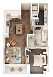 a floor plan with a bedroom and a living room