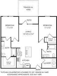 a floor plan of a house with a kitchen and a living room