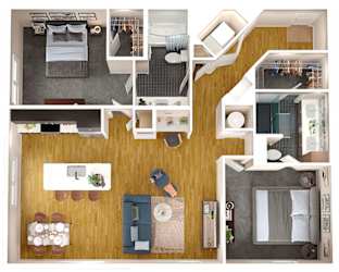 a floor plan of a house with a bedroom and a living room