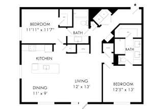 A black and white image of a floor plan for a house.