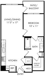 a floor plan of a small house with a kitchen and a living room