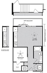 The ferro studio apartment floorplan.