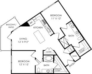a floor plan of a house shaped like a triangle