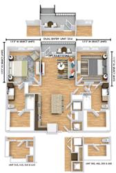 a floor plan of a house with a bedroom and a living room