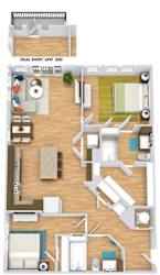 a floor plan of a room with a bedroom and a bathroom