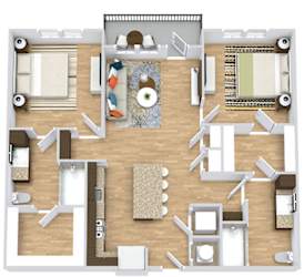 a floor plan of a house with a bedroom and a living room