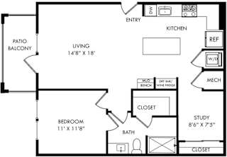 A black and white image of a floor plan for a house.