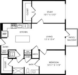 A black and white image of a floor plan for a house.