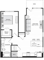 1 bedroom first floor apartment. Entry opens to living room area. Kitchen with peninsula island. Stackable Washer/Dryer located in closet in kitchen. Bathroom with linen closet. Bedroom with large walk in closet.