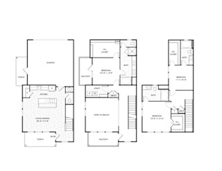 A set of four house plans with labels for each room.