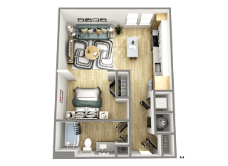 a floor plan of a studio apartment