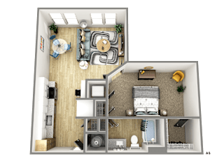 a floor plan of a one bedroom apartment