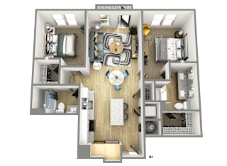 bedroom floor plan an in 3d