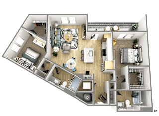 bedroom floor plan an in 3d