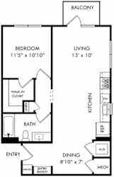 a floor plan of a small house with a bedroom and a living room