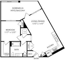 a floor plan of a house with a bedroom and a living room