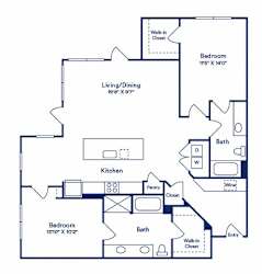 a floor plan of a house with bedrooms and a kitchen