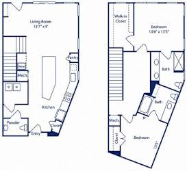 two floor plans of a house with different floors