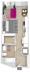 a floor plan of a bathroom with a toilet and a sink