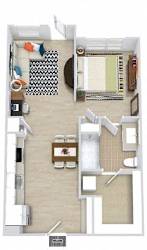 a floor plan of a house with a bedroom and a living room