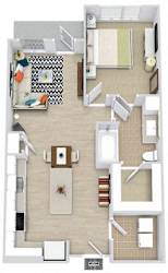 a floor plan of a house with a bedroom and a living room