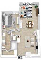 a floor plan of a house with a bedroom and a living room