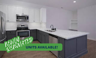A newly renovated kitchen with a large island in the center.