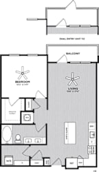 the rome 1 bedroom floorplan