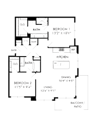 A floor plan of a house with labeled rooms and dimensions.