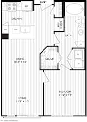 a floor plan of a small house with a bedroom and a bathroom