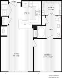 a floor plan of a home with a bedroom and a living room