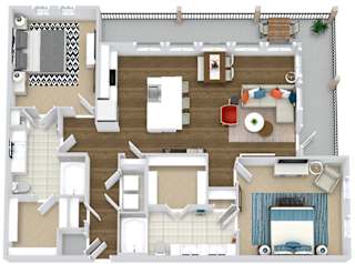 The Haley. 2 bedroom apartment. Kitchen with island open to living/dinning room. 2 full bathrooms, double vanity in master. Walk-in closets. Large wrap around Patio/balcony.