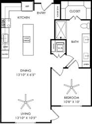 a floor plan of a small house with a kitchen and a living room
