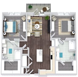 a 3d drawing of a floor plan with a bedroom and a bathroom