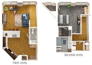a floor plan of a house with a bedroom and a living room