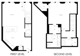 floor plan of upper and lower floors of a house