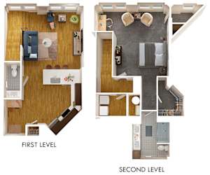 a floor plan of a room with a bedroom and a living room
