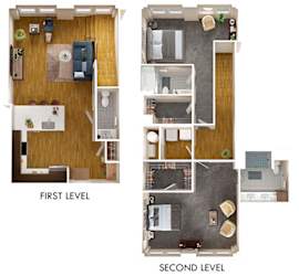 a floor plan of a house with a bedroom and a living room