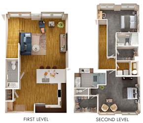 a floor plan of a house with a bedroom and a living room