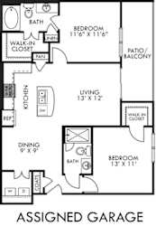 A black and white image of a floor plan for an Assigned Garage.