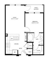 a floor plan of a unit with a bedroom and a bathroom