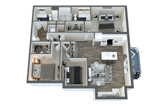 3d floor plan of a 2100 sq ft home