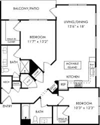 a floor plan of a house with a kitchen and a living room