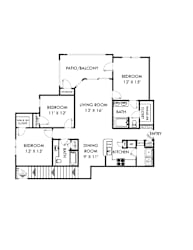 A black and white image of a house floor plan.
