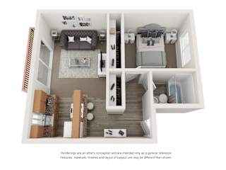Floor Plan 1 Bed | 1 Bath - Large