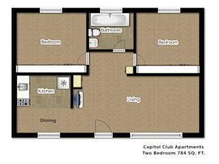 Floor Plan 2 Bed | 1 Bath - Deluxe