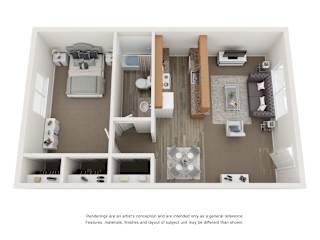 Floor Plan 1 Bed | 1 Bath - Deluxe