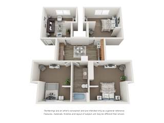 Floor Plan Three-Bedroom One-Bath