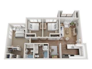 3 Bed 2 Bath Floor Plan at Pottery Creek Apartments, Port Orchard